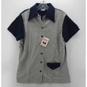 VTG King Louie Top Large Bowling Shirt 70s Rockabilly Striped 38 NEW